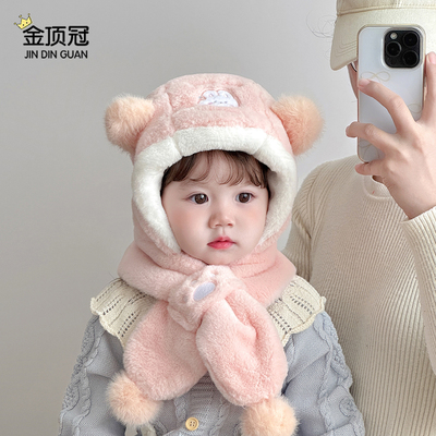 儿童帽子围巾一体女孩冬季护耳