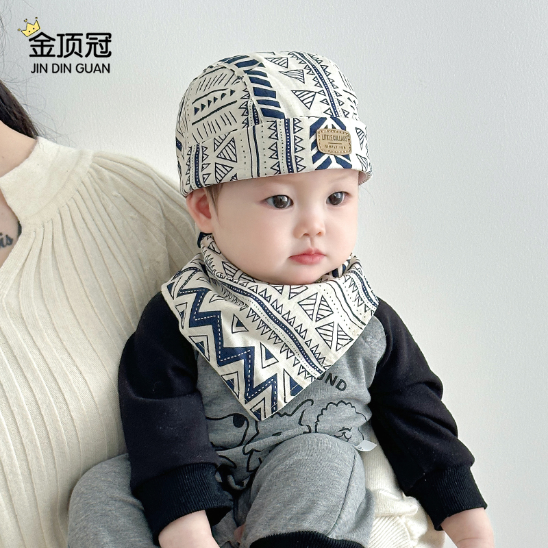婴儿帽子春秋薄款宝宝男护头囟帽婴幼儿头巾小月龄外出囟门海盗帽