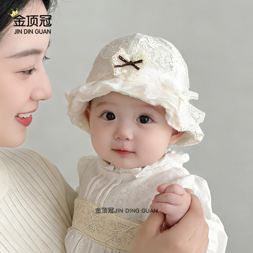 春秋薄款女婴蕾丝防晒公主帽