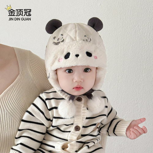 婴儿帽子冬季新款男女宝宝毛绒帽