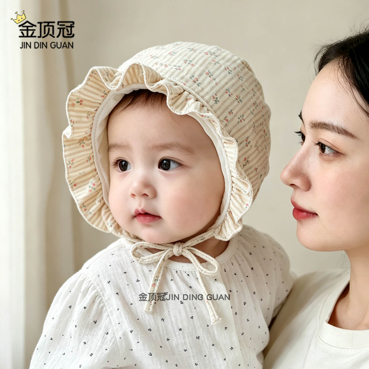 胎帽女宝宝可爱超萌防风套头帽图片