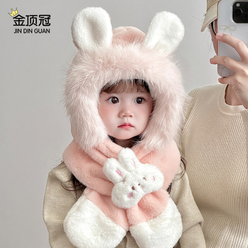 宝宝帽子围巾一体帽冬款加厚保暖