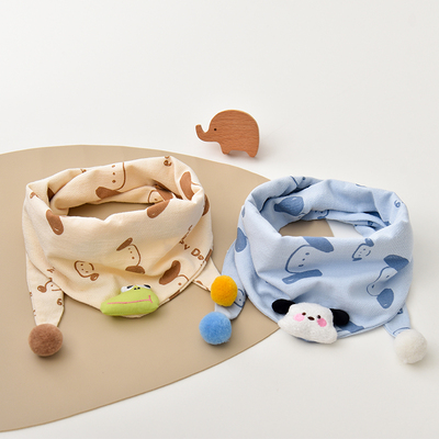 宝宝围巾秋冬季韩版婴儿小熊猫三角巾春秋天男童女孩保暖防风围脖