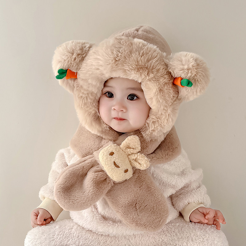 儿童围巾一体护脖帽宝宝秋冬季围脖男女童冬天保暖加厚女孩护耳帽,童装/婴儿装/亲子装,帽子,淘宝优惠券,粉丝福利购,淘宝优惠卷