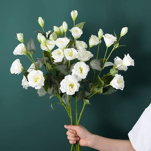 欧式仿真洋桔梗花束家居装饰花假花绢花客厅餐桌花艺芍药插花摆件