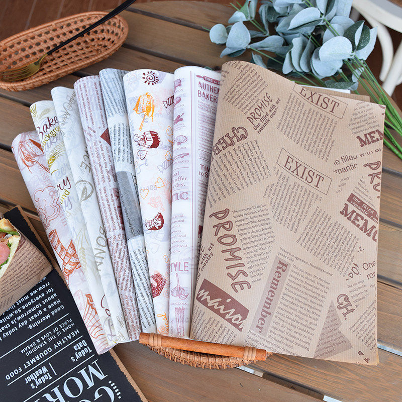 牛排英文款餐厅图案餐饮披萨月饼吸油纸炸物烘培用隔油炸垫纸家用