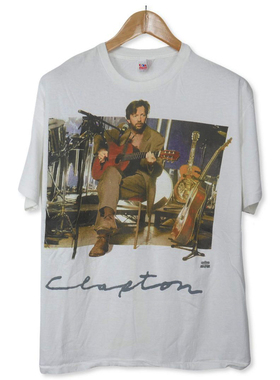 美式古着vintage Eric Clapton埃里克克莱普顿复古宽松短袖休闲
