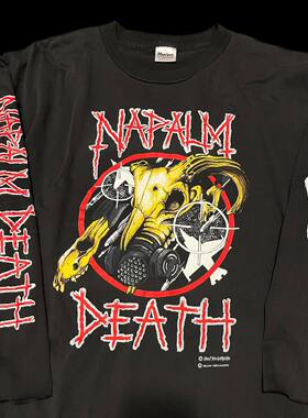 美式古着Vintag死亡汽油弹乐队Napalm Death长袖T恤街头复古休闲