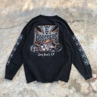 美式 T恤重工怪味宽松tattoo 古着Vintage基础感ins硬挺高街长袖