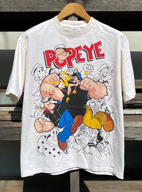 美式古着Vintage 大力士卡通涂鸦POPEYE BOOTLEG TEES 00's男T恤