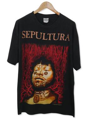 美式古着Vintage 埋葬乐队Sepultura1996s古着怀旧颓废风短袖T恤