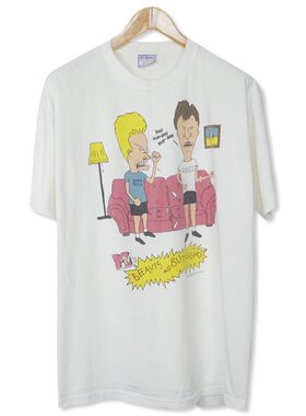 美式古着vintage Beavis and Butthead瘪四和大头蛋休闲宽松短袖