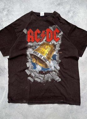 音乐发烧友ACDC乐队街头复古怀旧超酷短袖T恤酷飒风暗黑系潮牌
