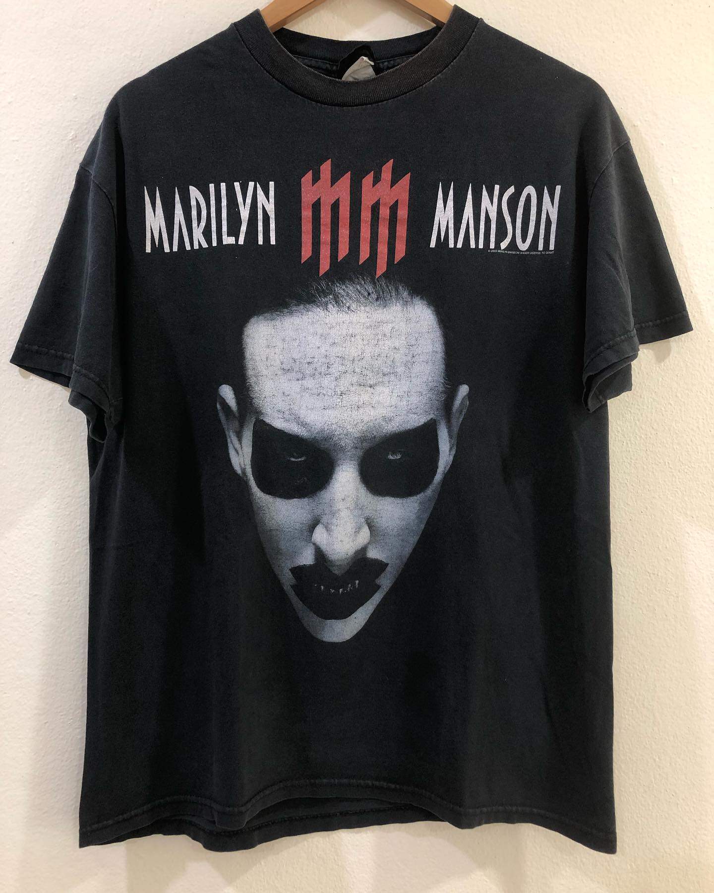 美式古着vintage 玛丽莲曼森质感硬挺嘻哈潮牌短袖t恤高街hiphop