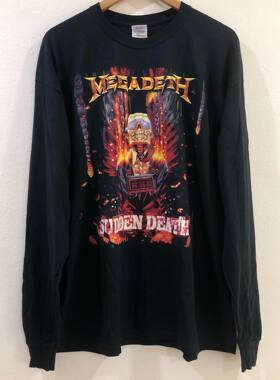 美式古着Vintag 麦加帝斯Megadeth乐队宽松重工怪味街头风长袖T恤