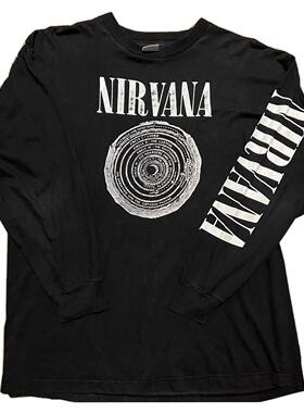 美式古着Vintag青春休闲长袖T恤流行质感硬挺Nirvana涅槃乐队百搭