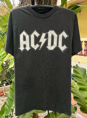 美式古着vintage​ ACDC摇滚乐队创意复古短袖宽松简约休闲T恤