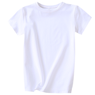 正肩白色t恤女白体短袖修身纯棉半高领纯白打底衫不透高级感体恤