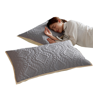 枕套男士防油睡觉防流口水枕巾夹棉加厚防L螨一对装枕头套纯色单