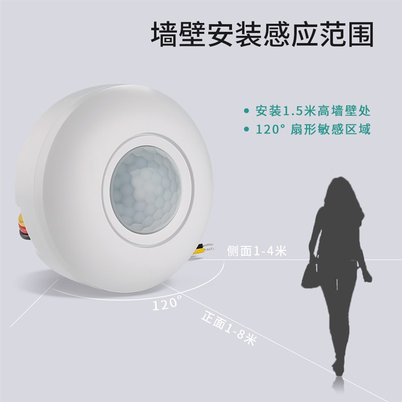 感应开关人体感应220V家用吸顶式明装I大功率延时光控红外线传感