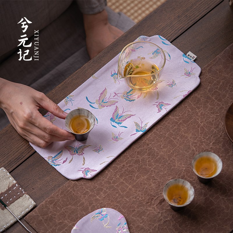 禅意中式长方织锦茶席干泡席茶桌隔热垫茶旗家用R茶具垫布茶道配