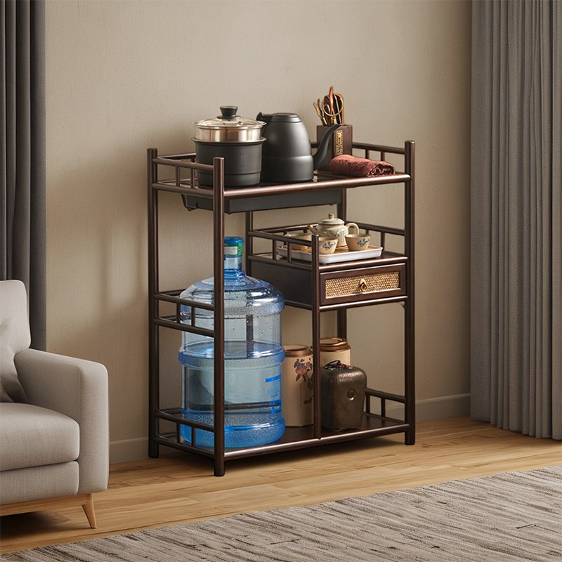 茶柜置物架侧边小茶n柜博古架茶具茶边柜茶水柜中式落地茶桌侧边