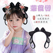 儿童汉服假发一体式 发包垫发 全套头饰女古风盘发发髻表演造型古装