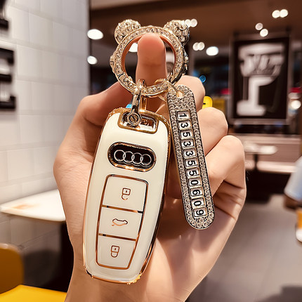 奥迪新a6l钥匙套a4l/a3/q5l/q7/q8/q3/q2l/a5/a8l/tt壳高档女包扣