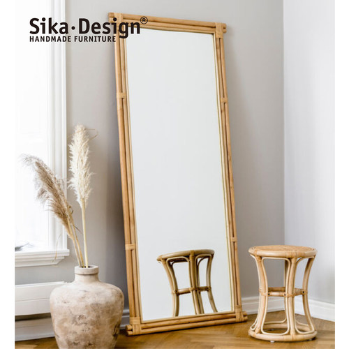 Sikadesign丹麦方形镜藤编落地全身镜经典北欧设计Rasmus mirror