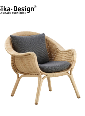 Sikadesign丹麦手工藤编休闲椅设计师款北欧家具ins自然风Madame