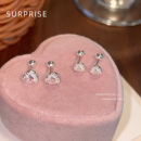 Surprise 999纯银爱心耳钉女养耳洞睡觉不用摘螺丝拧扣耳骨耳蜗钉