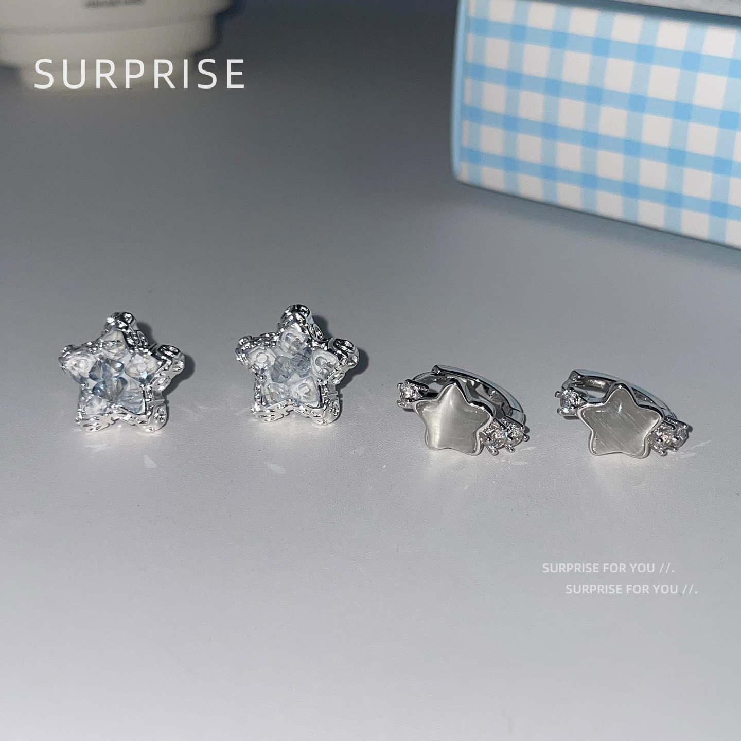 Surprise 999纯银针星星耳圈女养耳洞小众设计耳环高级感耳钉耳饰