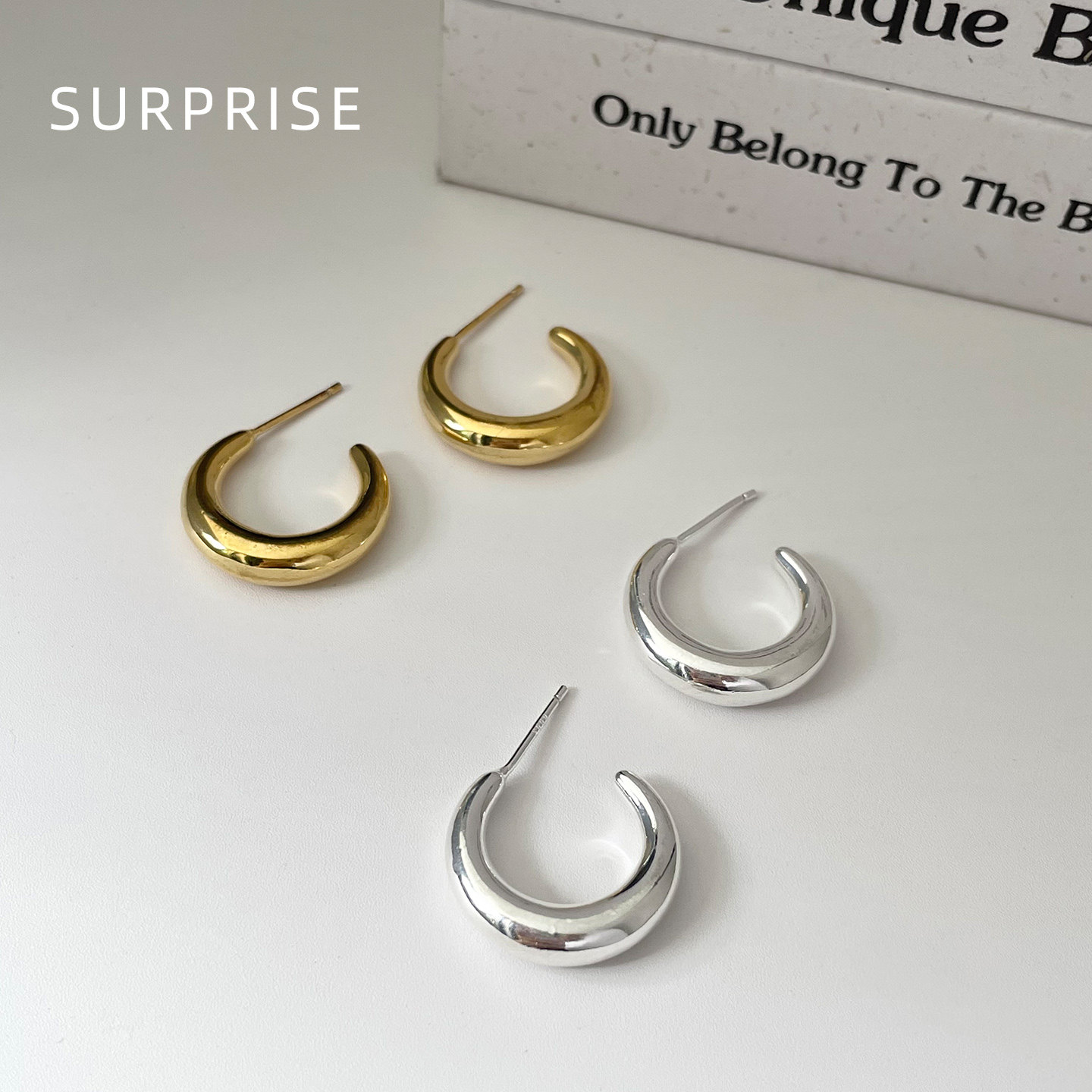 Surprise 999纯银针C型直针耳钉养耳洞2025年新款高级感气质耳环