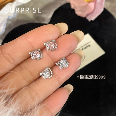 Surprise 999纯银美梦星河耳钉女养耳洞睡觉免摘独特高级感耳骨钉