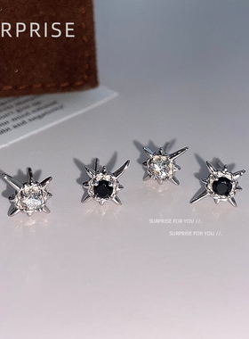 Surprise 999纯银八芒星耳钉女养耳洞小众设计耳骨钉高级感耳环