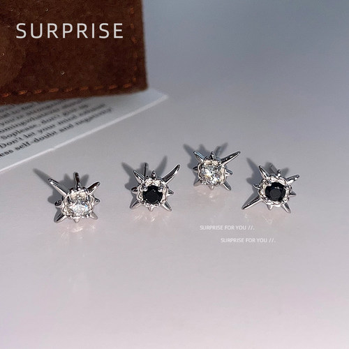 Surprise 999纯银八芒星耳钉女养耳洞小众设计耳骨钉高级感耳环