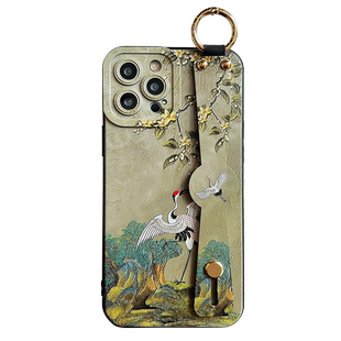 适用红米note14pro手机壳深谷鹤鸣复古风情侣note13瞳眼note12/11硅胶斜跨绳Turbo4/3新款红米14C/红米9女款