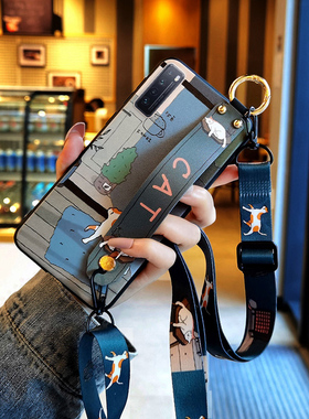 适用于华为nova7手机壳5G腕带nova7se卡通nova6硅胶4G斜挎背包式nova5全包ipro防摔nova5i软壳超薄磨砂潮女