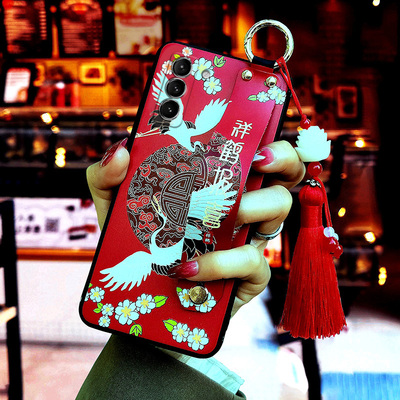 适用三星手机壳硅胶带挂绳