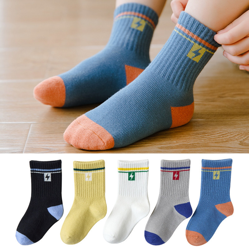 男童袜子春秋纯1棉韩版潮2儿童运动袜3四7岁小男孩棉袜宝宝中筒袜
