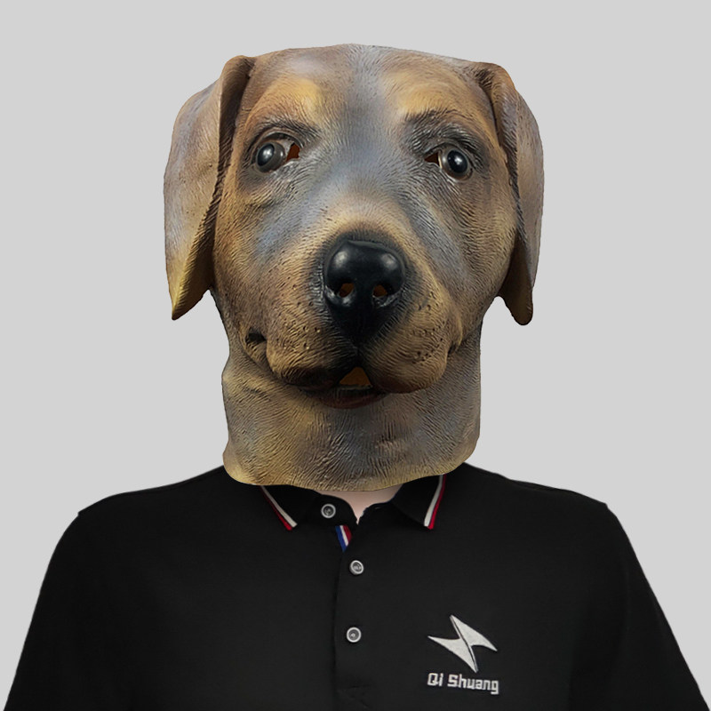 拉布拉多犬动物头套面具化妆舞会可爱狗头饰万圣节日派对搞笑道具