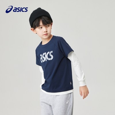 ASICS/亚瑟士童装2023年秋季新款男女儿童运动休闲logo侧标长袖