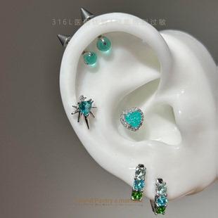 「果冻海」医学用级钛合金耳钉恶魔钉耳轮钉耳骨钉耳蜗钉小众设计