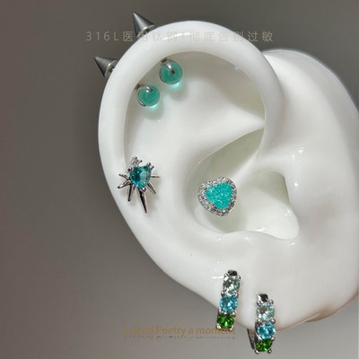 「医用钛合金」“果冻海”耳钉