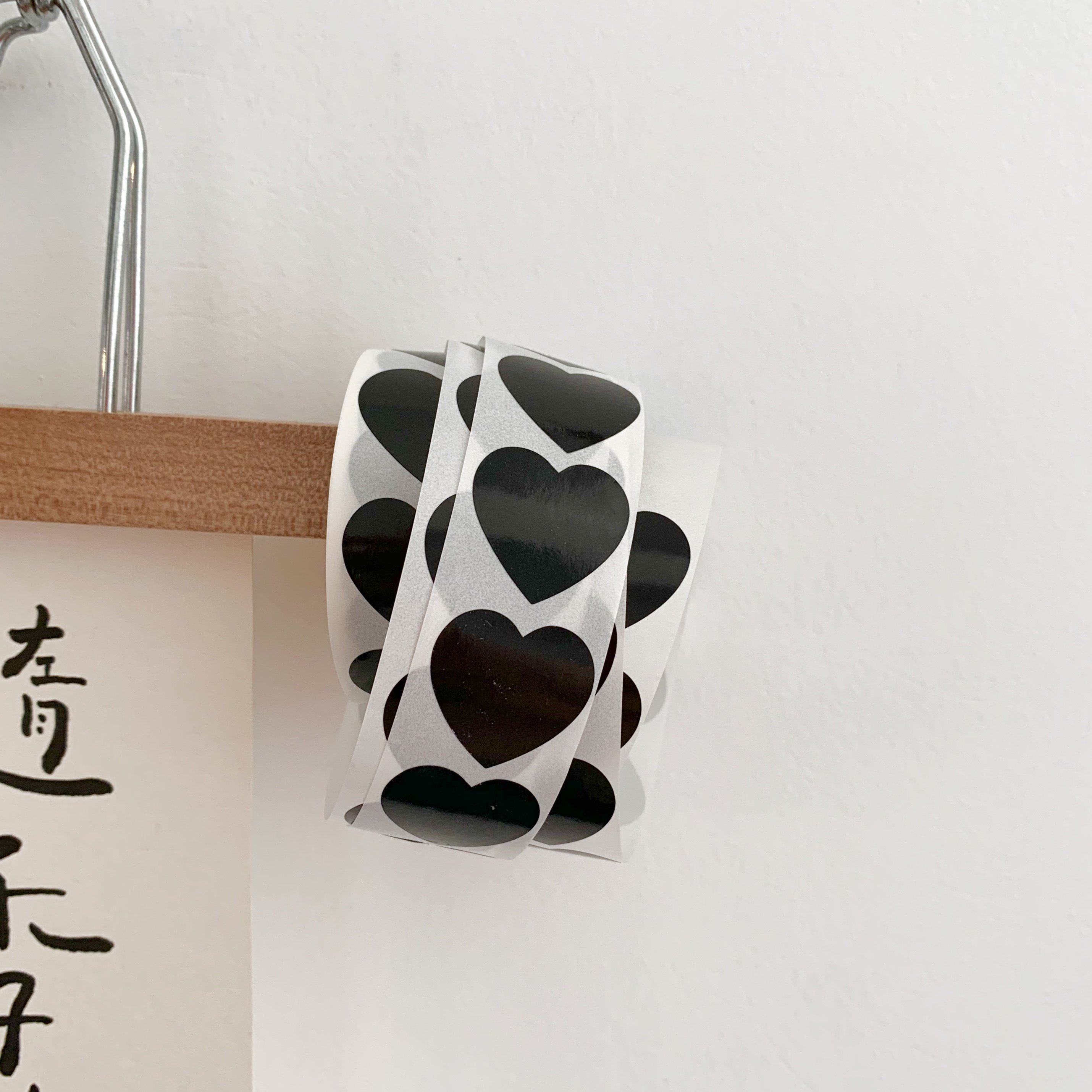 ins风装饰贴纸黑色爱心胶带照片墙布置粉色少女心形手账贴封口贴