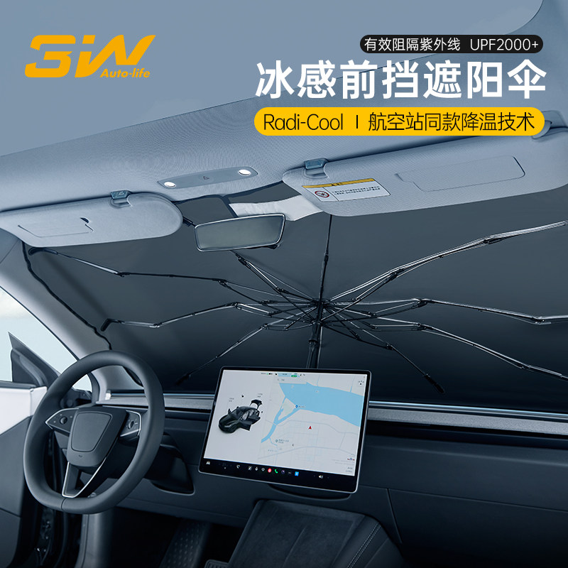 3W汽车前档遮阳伞适用小米SU7/YU7特斯拉焕新版ModelY/3/YL遮阳帘图片