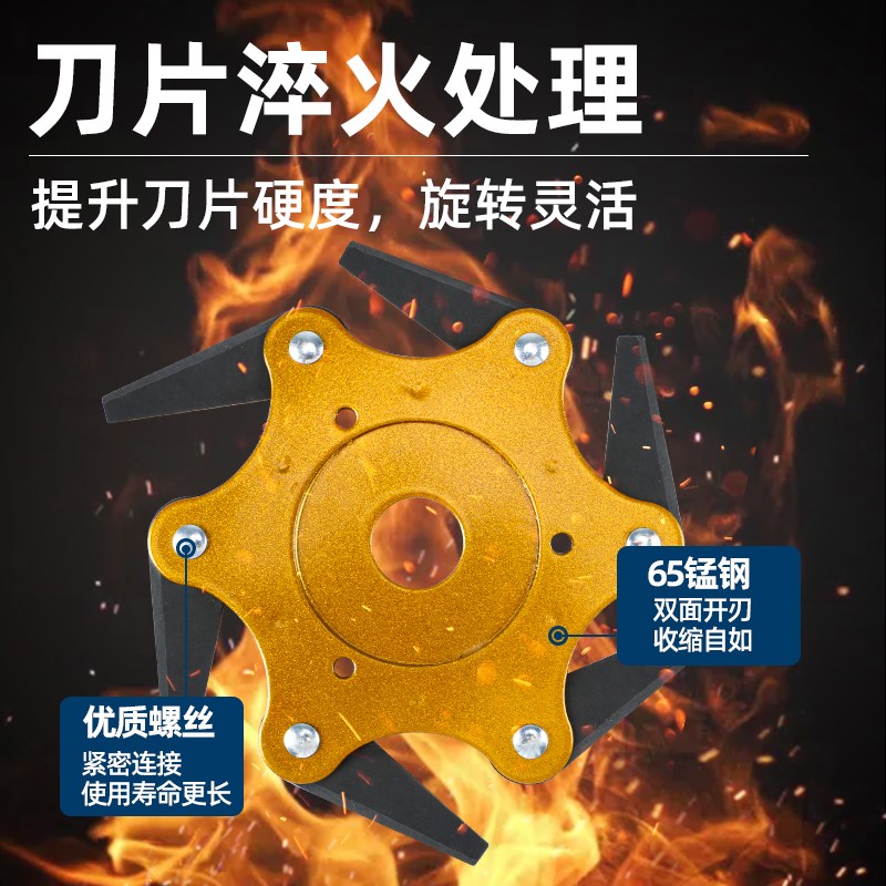 割草机刀片六叶刀割草专用刀加厚锰钢打I草机配件大全除草工具神