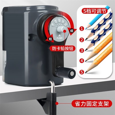 杰利粗三角铅笔削笔刀小学生专用粗笔卷笔刀手摇式大口径削笔器眉