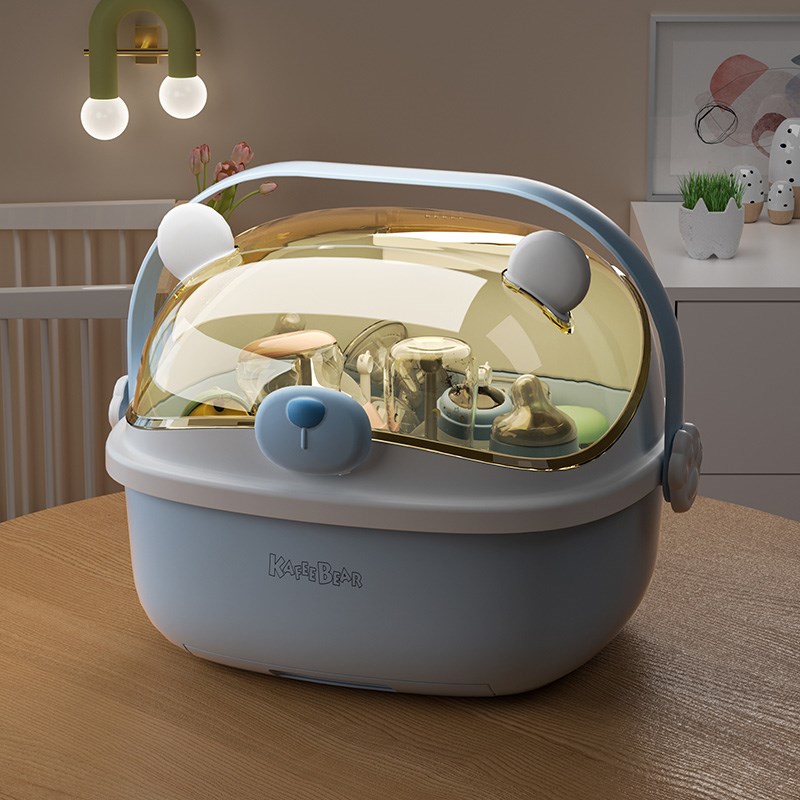 宝宝奶瓶收纳箱带盖防尘架子沥水架婴G儿餐具收纳盒辅食工具收纳