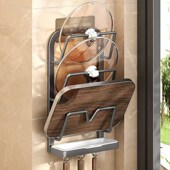 壁挂式 锅盖架储物架与减u少墙壁打孔支架厨房锅盖架储物架